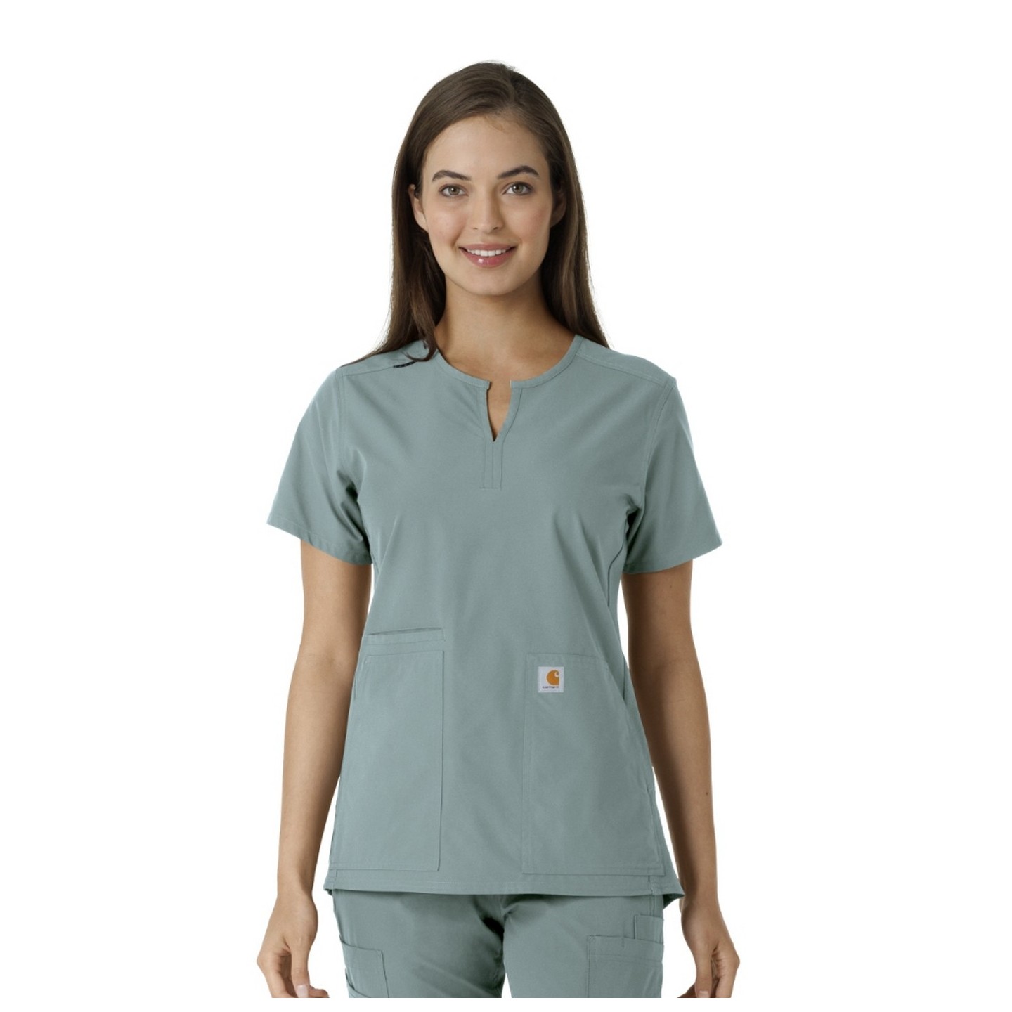 C12413 Carhartt Force Essentials Notch Neck Tunic Top with Knit Panels