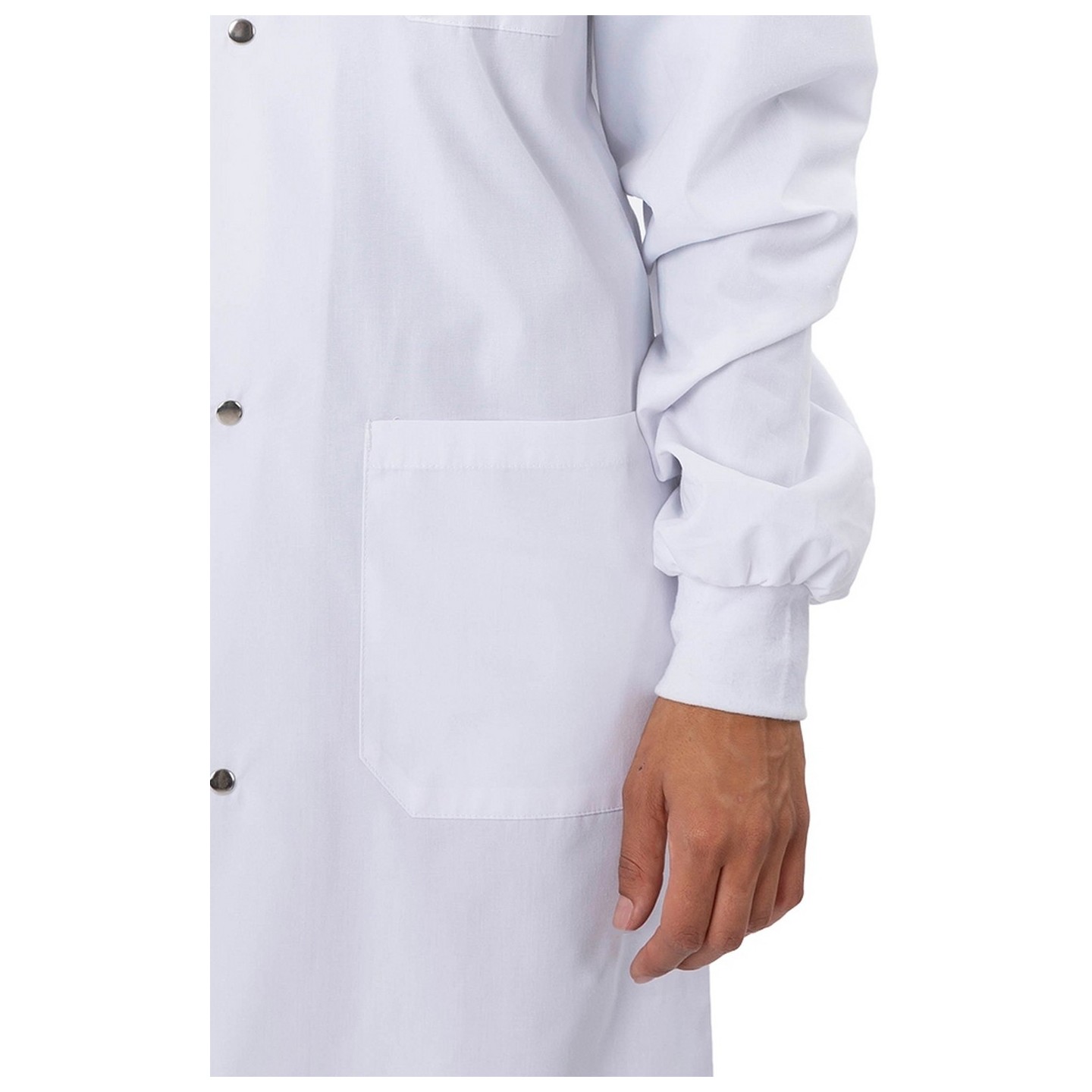 4533 Greentown Classix – Manteau de laboratoire unisexe long avec fermoir en *Snap* en avant - Poignets tricotés 