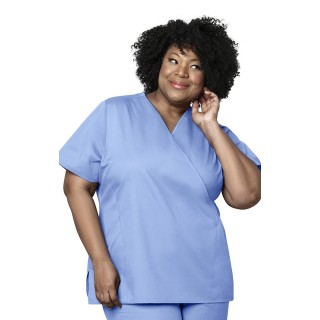 102 WonderWork Mock Wrap Scrub Top
