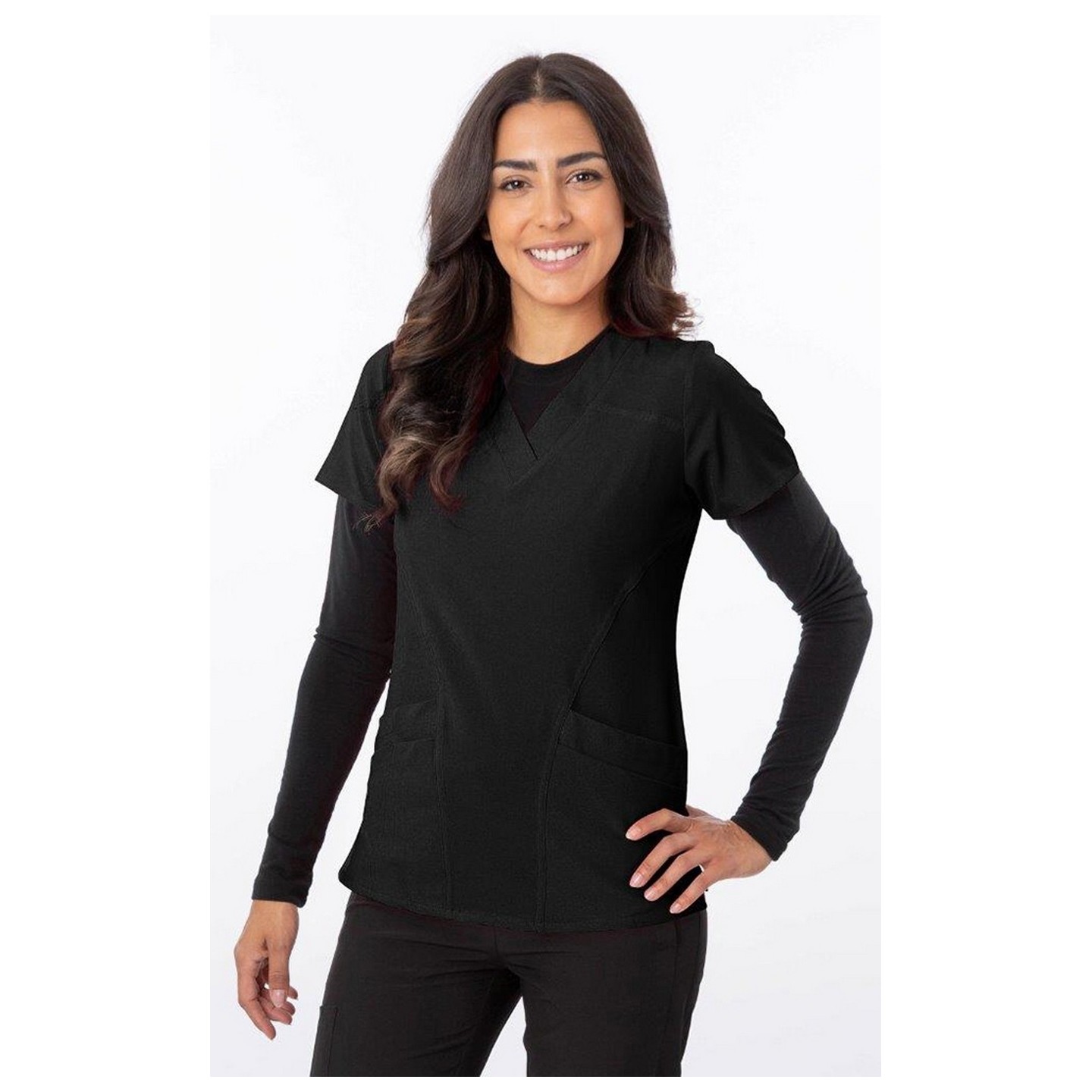 18-1060 Greentown Zinnia Stretch Double Pocket Scrub Top