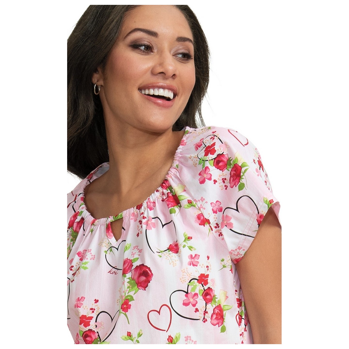 *VENTE FINALE 391PR Haut koi Kelby Top - Hearts & Roses