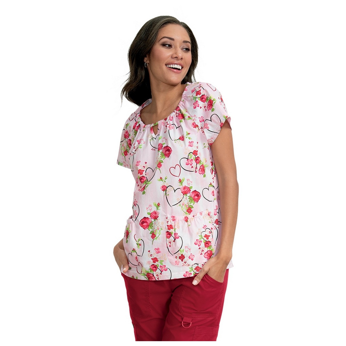 *VENTE FINALE 391PR Haut koi Kelby Top - Hearts & Roses