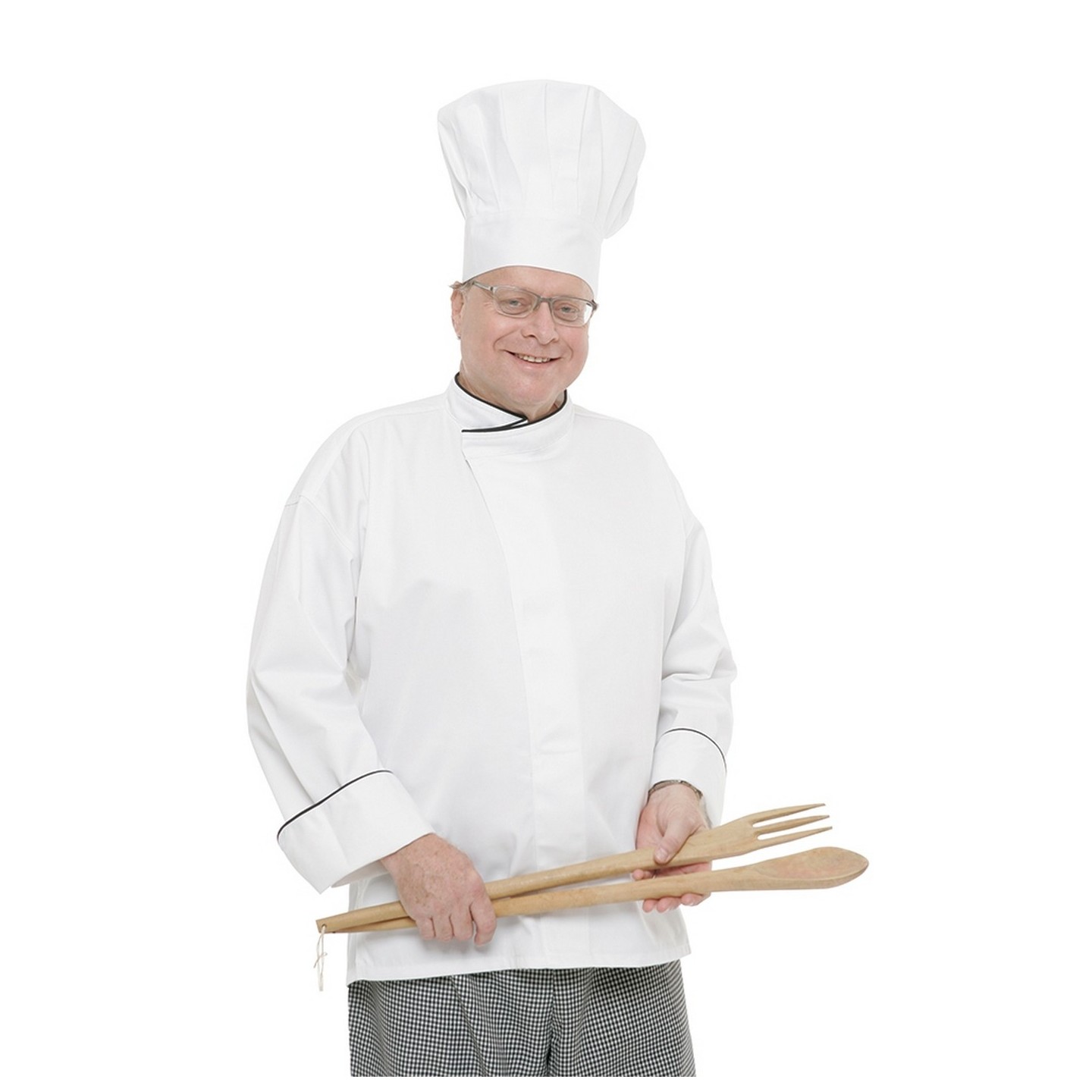 CC270 MOBB White/Black Contrast Mandarin Chef Coat - Men's View