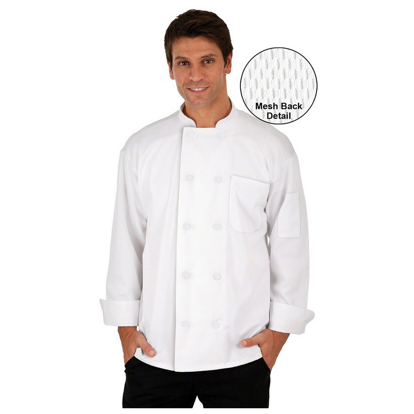 CC650 MOBB Manteau de chef à manches longues unisexe avec dos en filet pour évacuer l'humidité