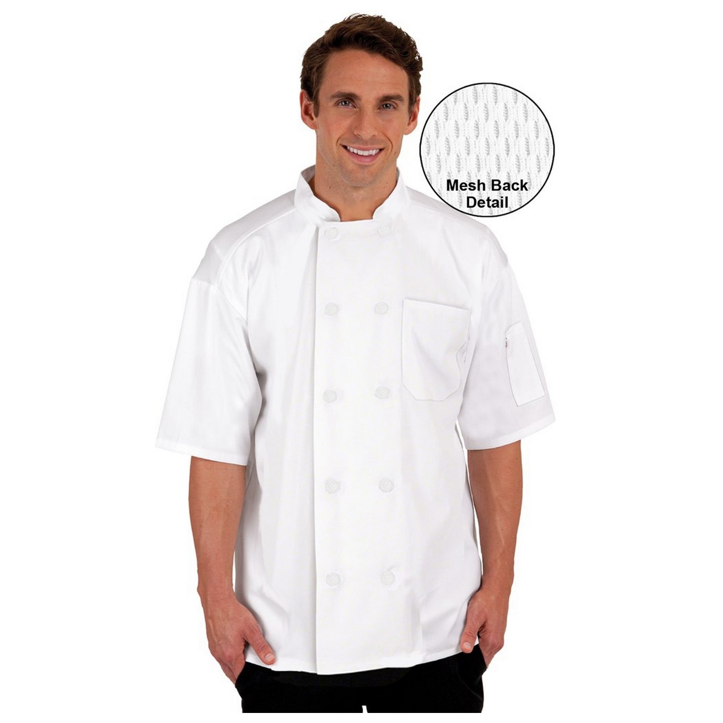 CC550 Manteau de chef unisexe à manches courtes MOBB avec dos en mesh pour l'évacuation de l'humidité