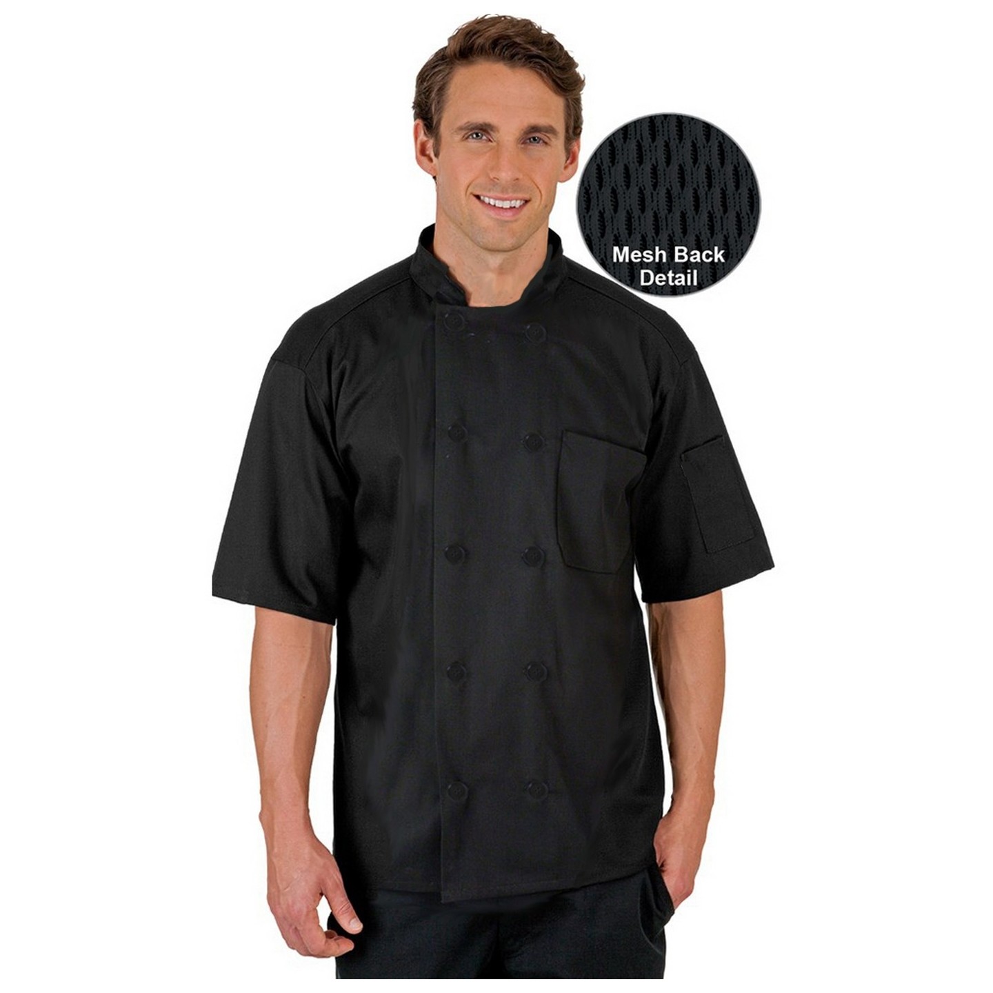 CC550 Manteau de chef unisexe à manches courtes MOBB avec dos en mesh pour l'évacuation de l'humidité