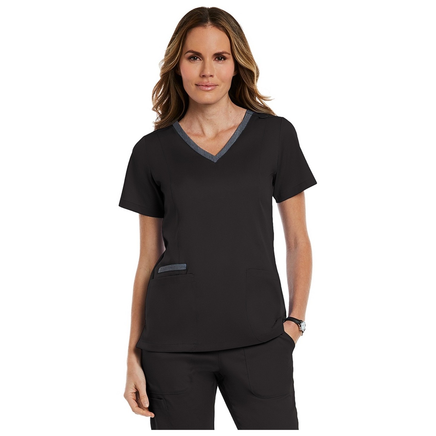 3502 Matrix Both Side Contrast V-Neck Top - Maevn