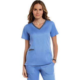 3502 Matrix Both Side Contrast V-Neck Top - Maevn