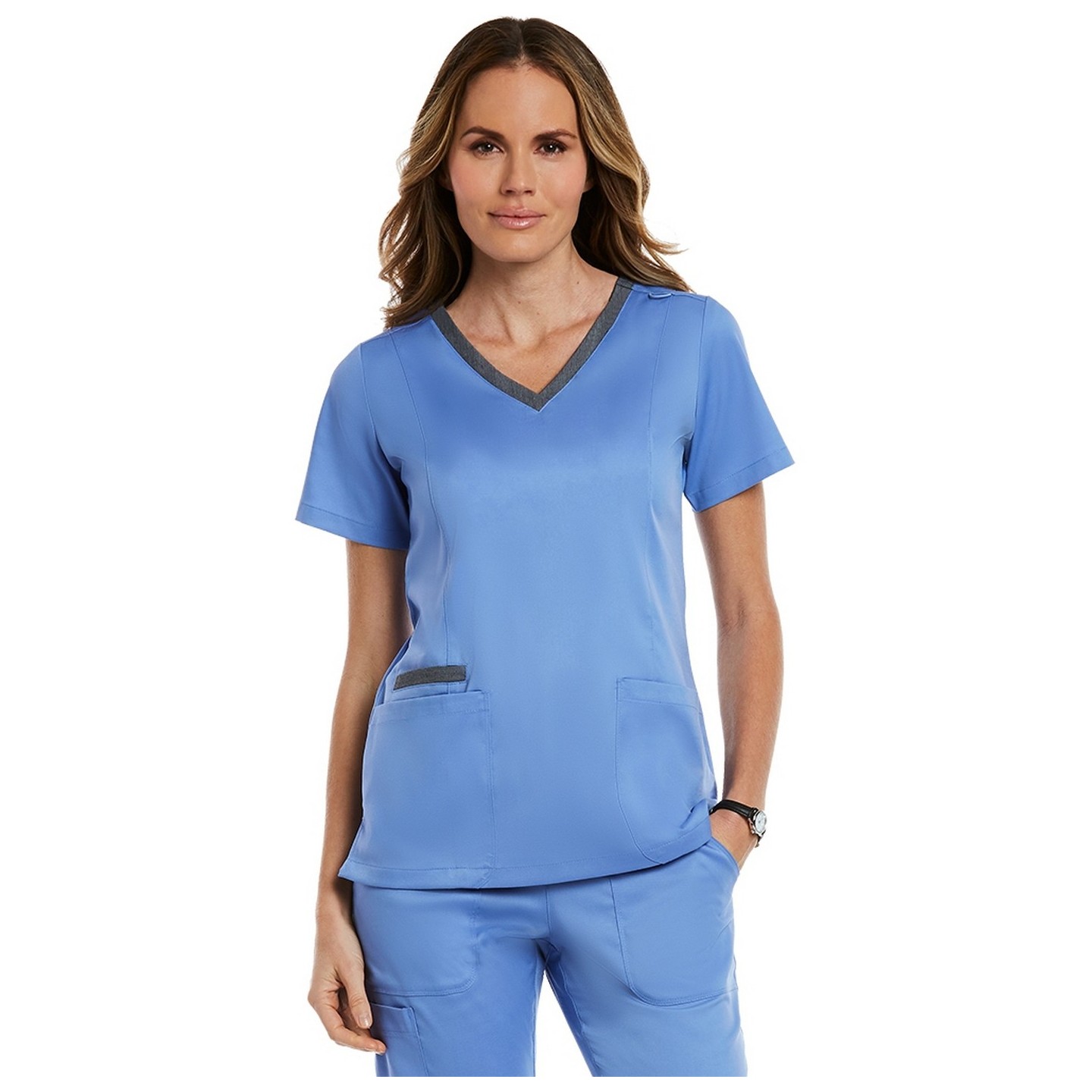 3502 Matrix Both Side Contrast V-Neck Top - Maevn