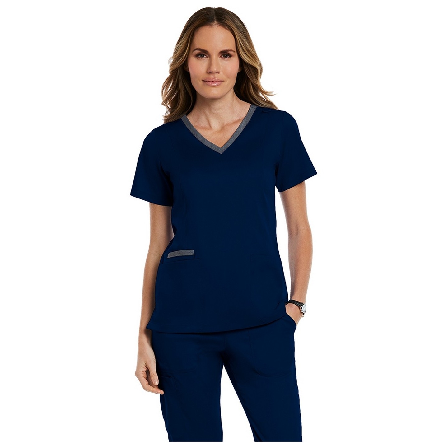 3502 Matrix Both Side Contrast V-Neck Top - Maevn