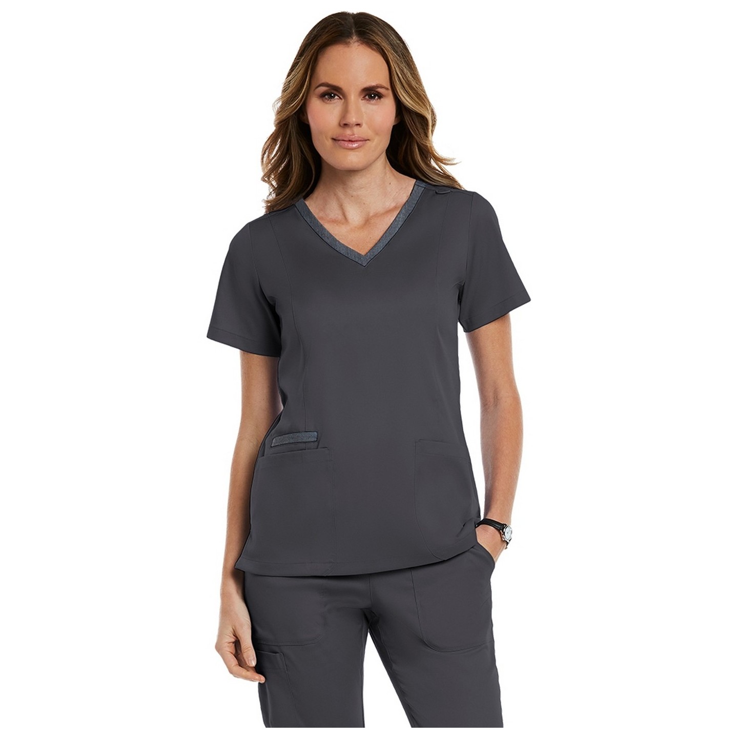 3502 Matrix Both Side Contrast V-Neck Top - Maevn