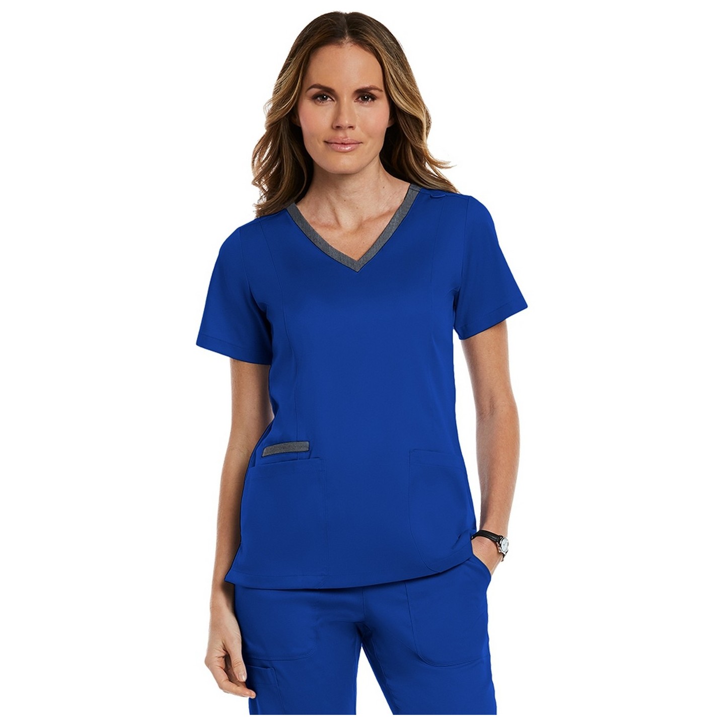 3502 Matrix Both Side Contrast V-Neck Top - Maevn