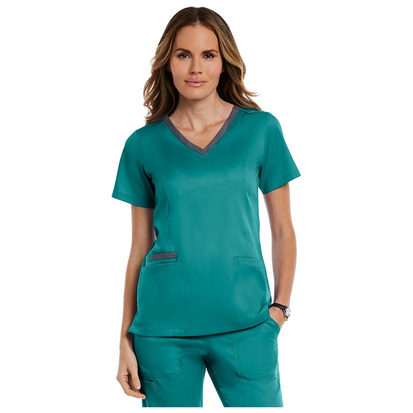 3502 Matrix Both Side Contrast V-Neck Top - Maevn