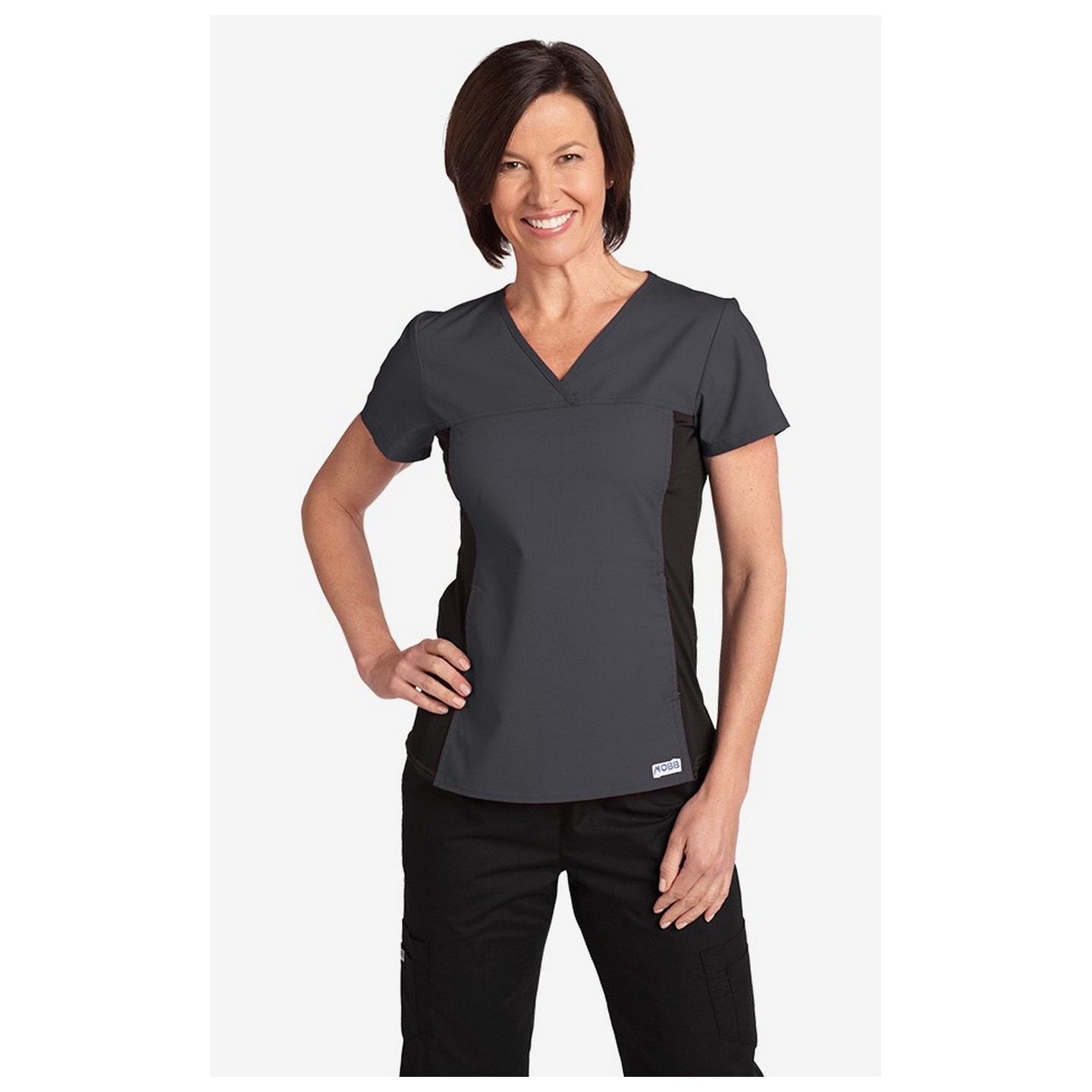 Flexi V-Neck Scrub Top by MOBB - Charcoal (CC)