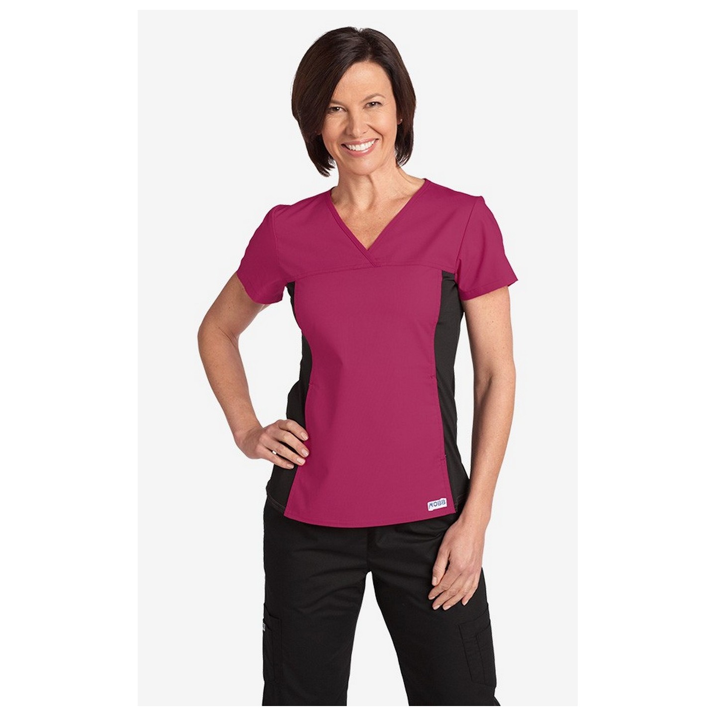 Flexi V-Neck Scrub Top by MOBB - Raspberry (RA)