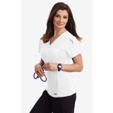 Flexi V-Neck Scrub Top by MOBB - White (WH)
