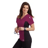 324T Flexi V-Neck Scrub Top by MOBB - Burgundy (BU)