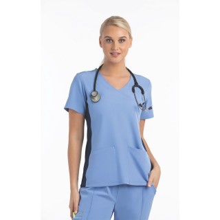 4520 [Matrix Impulse] Women's Knitted Panel Mock Wrap Top