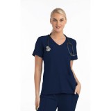 4520 [Matrix Impulse] Women's Knitted Panel Mock Wrap Top