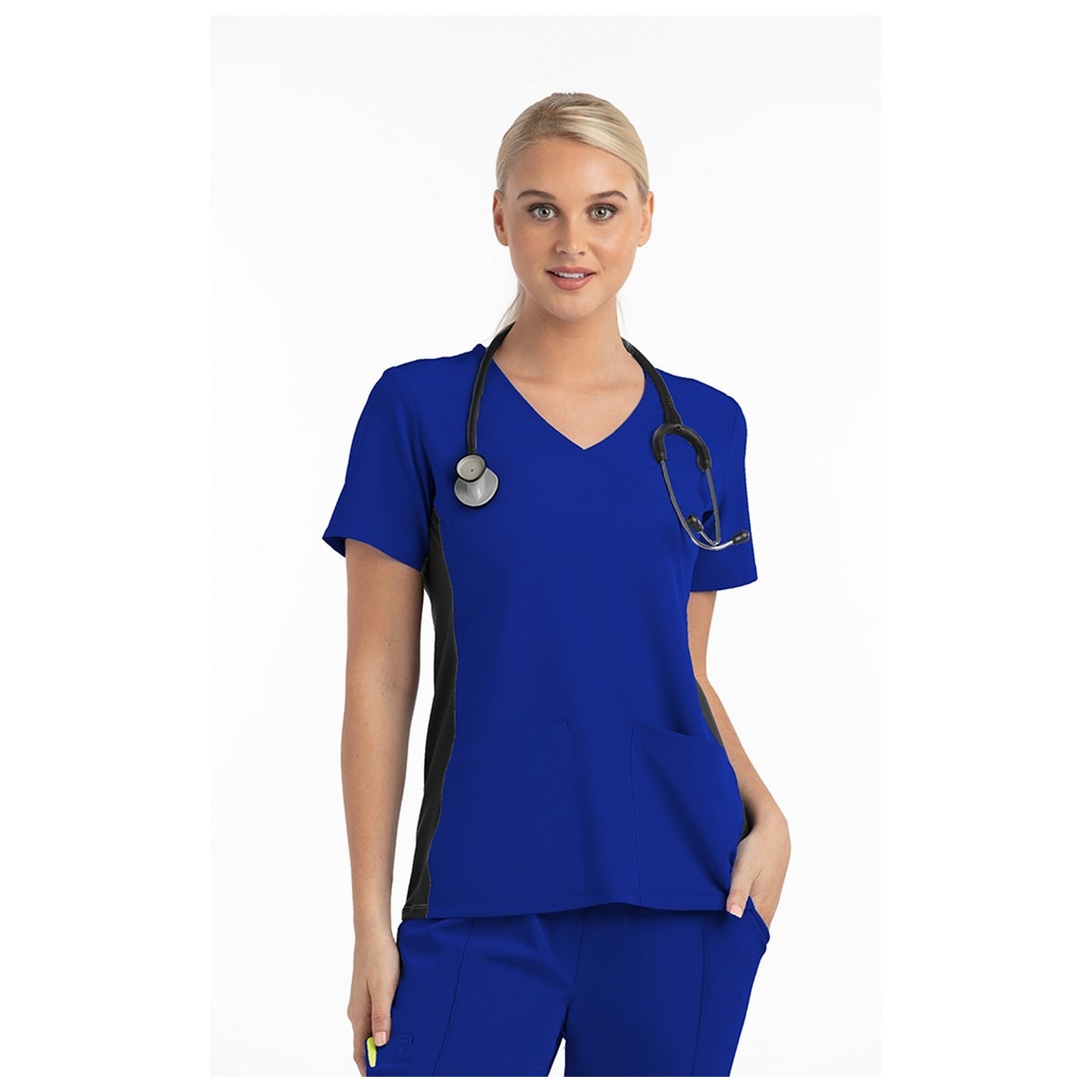 4520 [Matrix Impulse] Women's Knitted Panel Mock Wrap Top