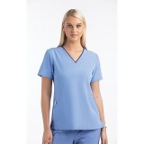 4510 [Matrix Impulse] Haut à col en V courbé contrasté pour femme