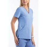 4510 [Matrix Impulse] Women's Contrast Curved V- Neck Top