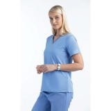 4510 [Matrix Impulse] Haut à col en V courbé contrasté pour femme