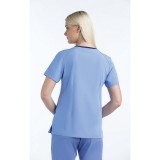 4510 [Matrix Impulse] Women's Contrast Curved V- Neck Top