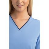 4510 [Matrix Impulse] Haut à col en V courbé contrasté pour femme