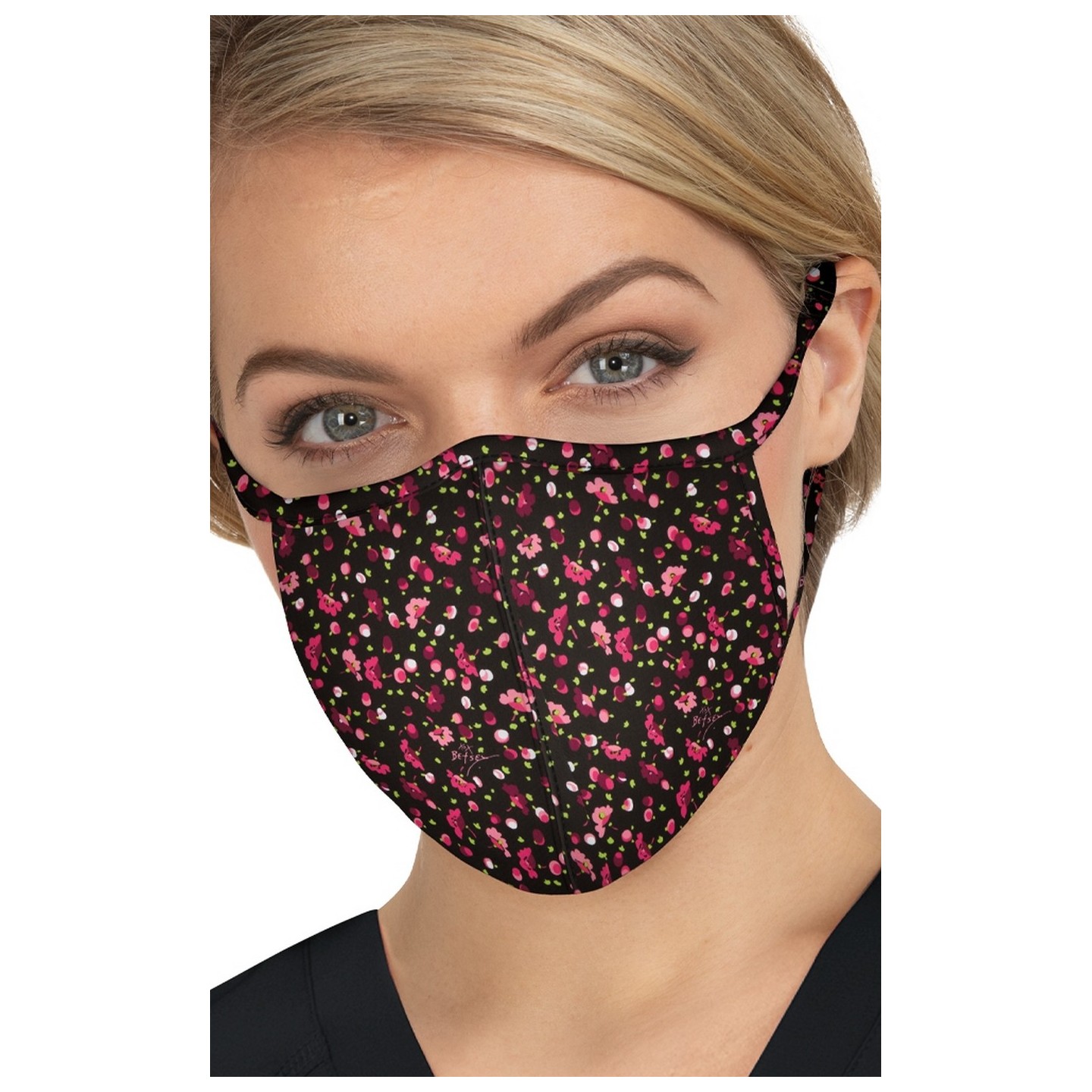 BA157 koi Scrub Face Mask - Ditsy Floral Raspberry