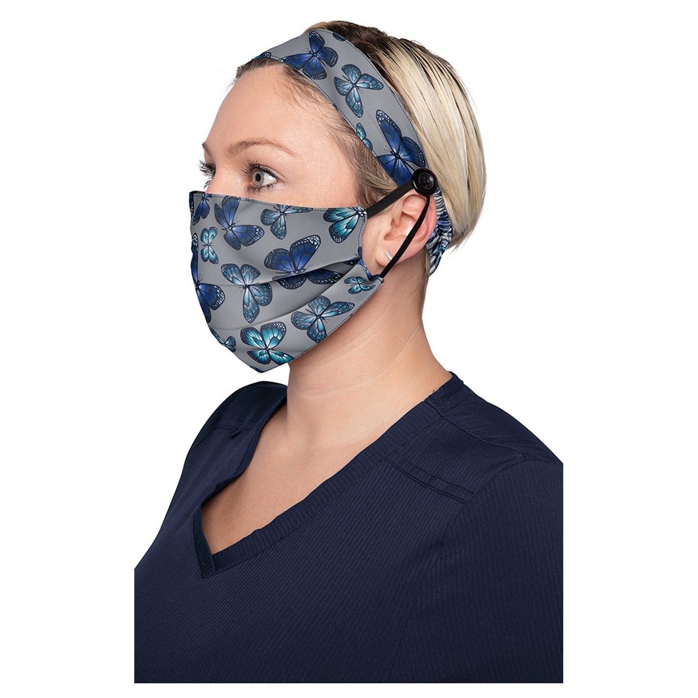 A162 koi Fashion Mask + Headband Set - Stained Glass Butterfly