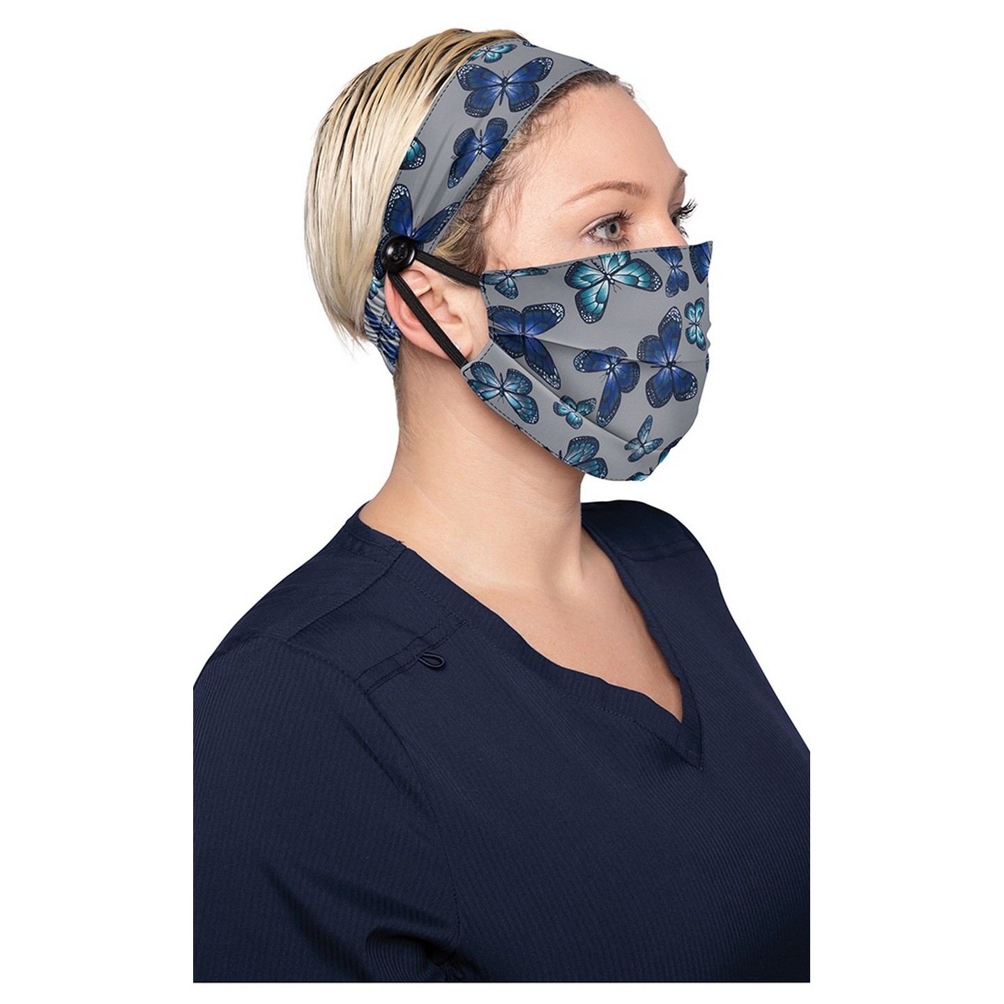 A162 koi Fashion Mask + Headband Set - Stained Glass Butterfly