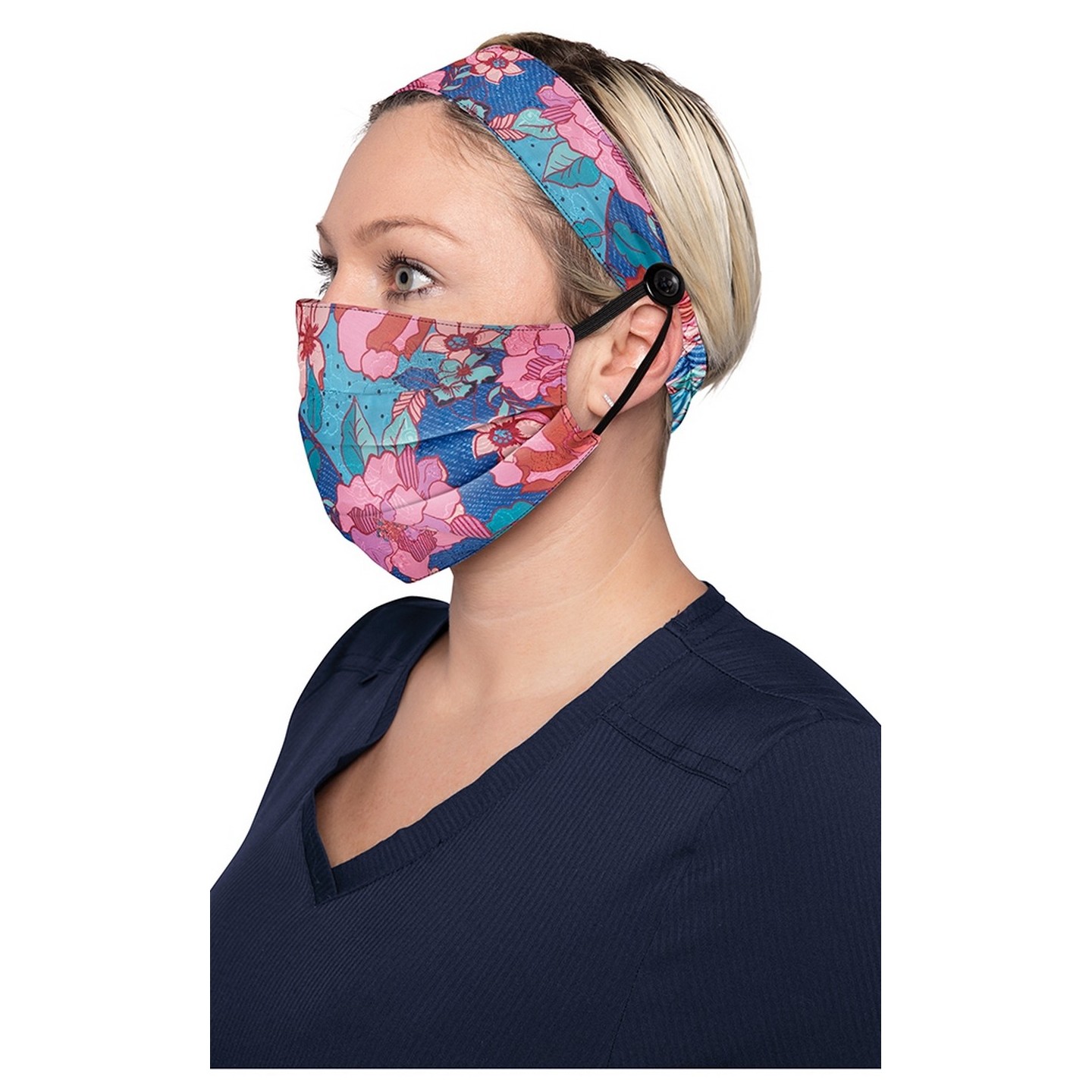 A162 koi Fashion Mask + Headband Set - Line Floral
