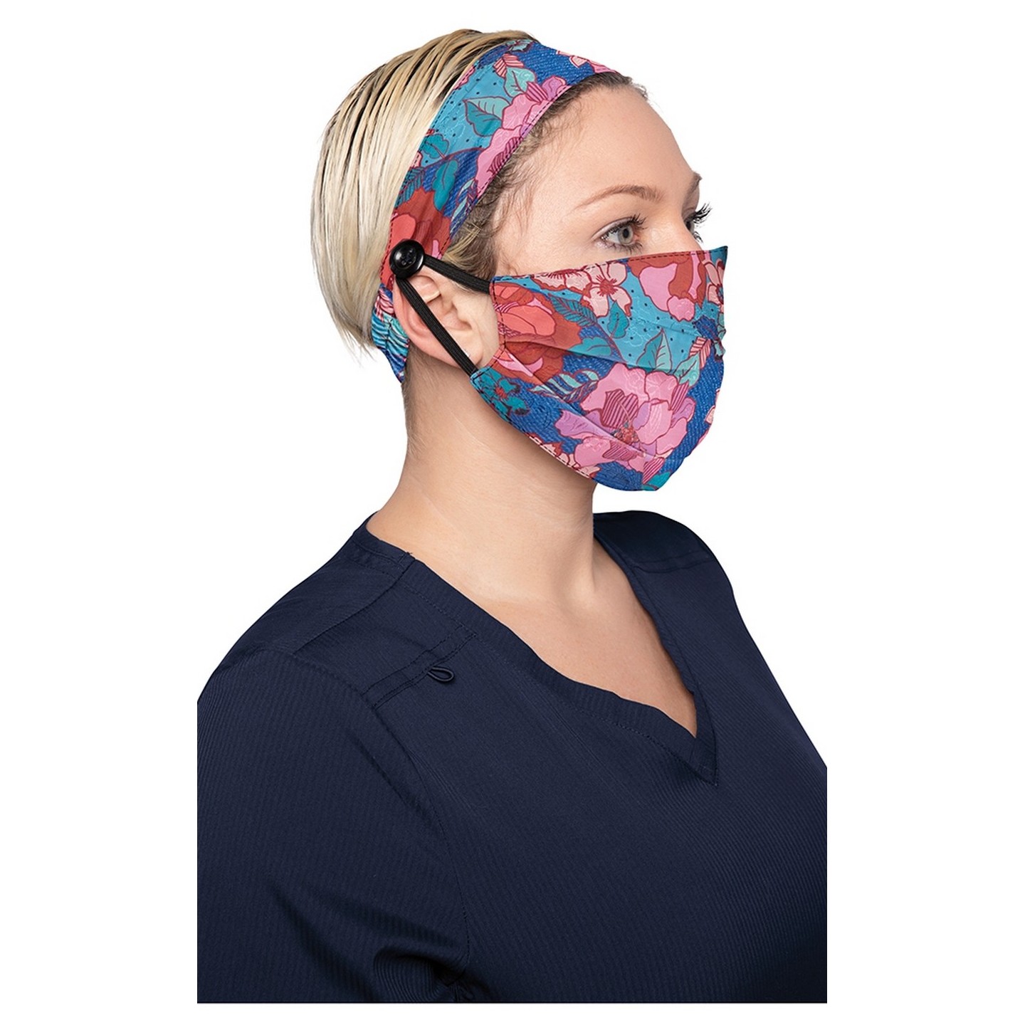 A162 koi Fashion Mask + Headband Set - Line Floral