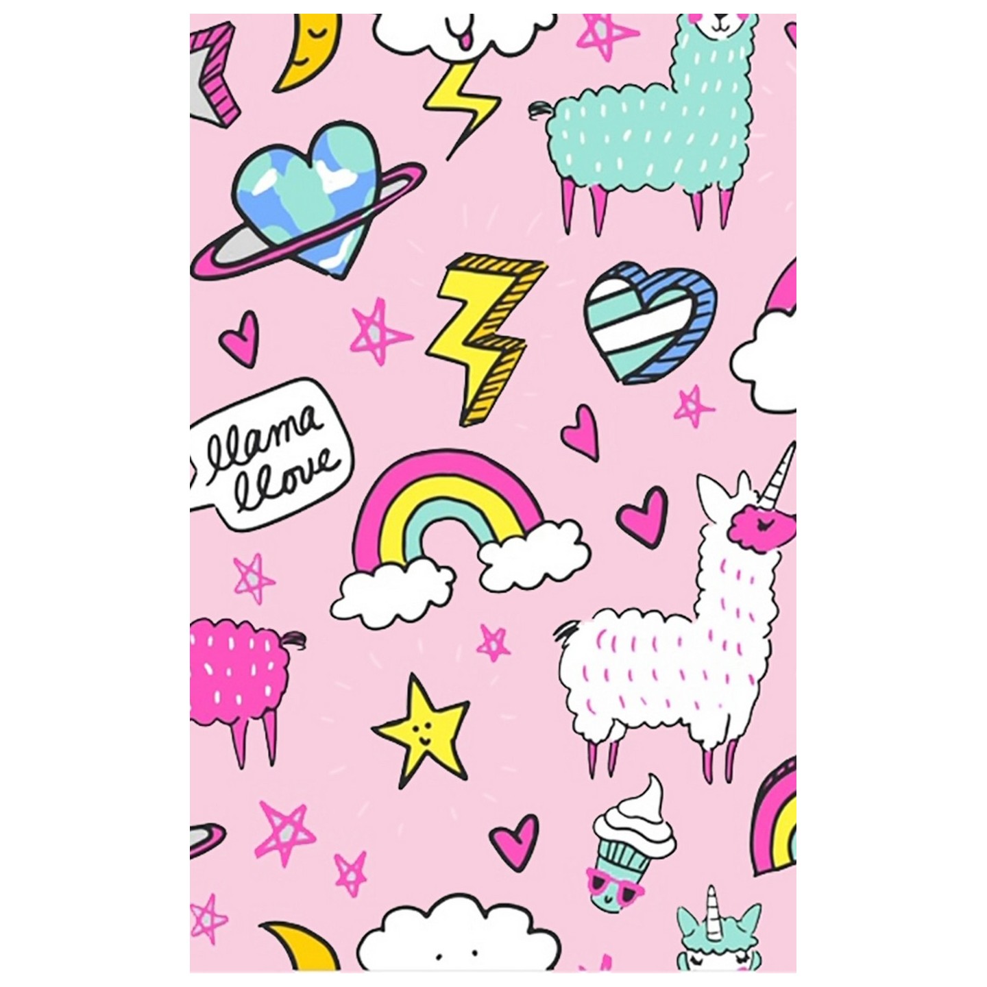 GTCP Zinnia Stretch Unisex Scrub Caps - Print: Llamacorn Love