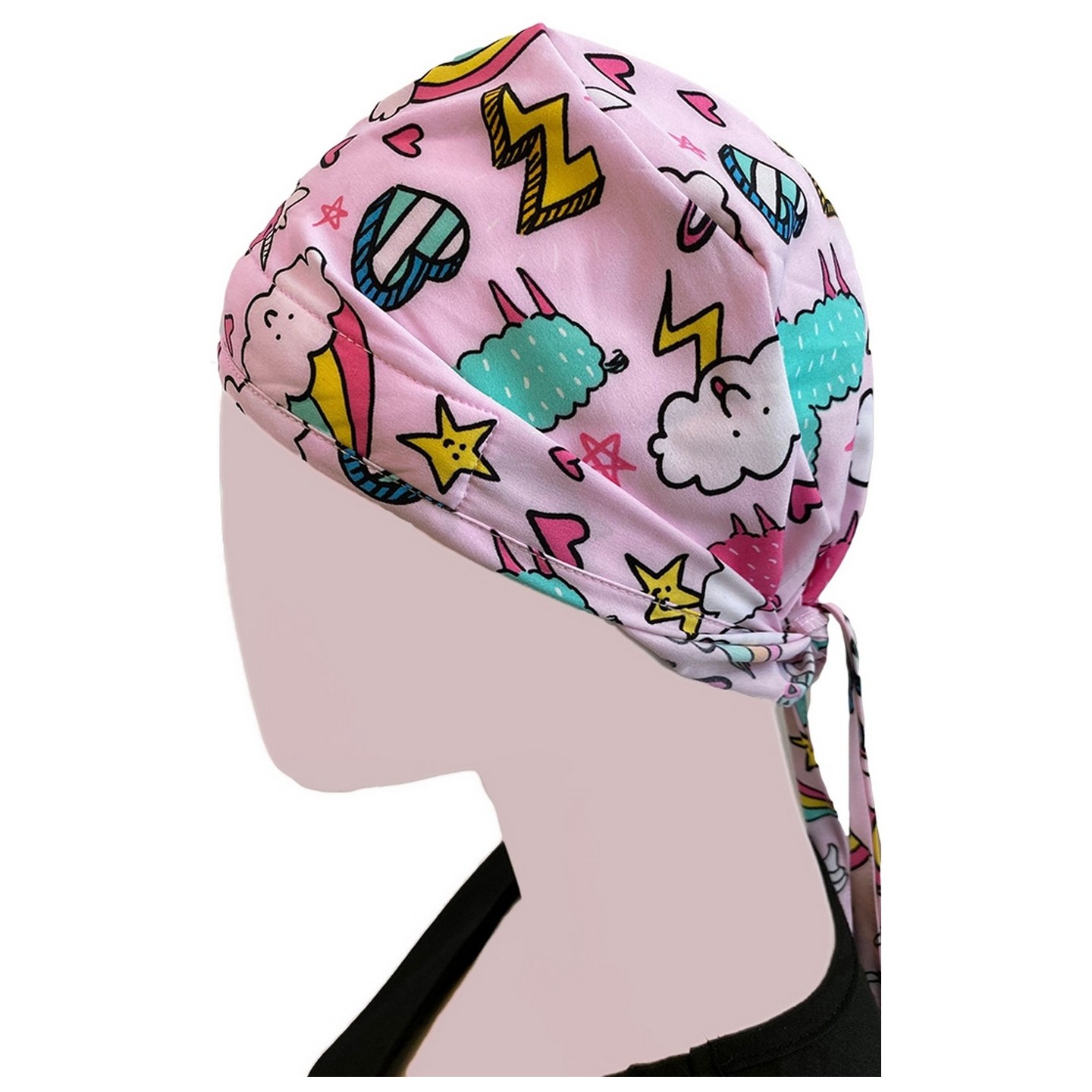 GTCP Zinnia Stretch Scrub Caps - Impression: Llamacorn Love