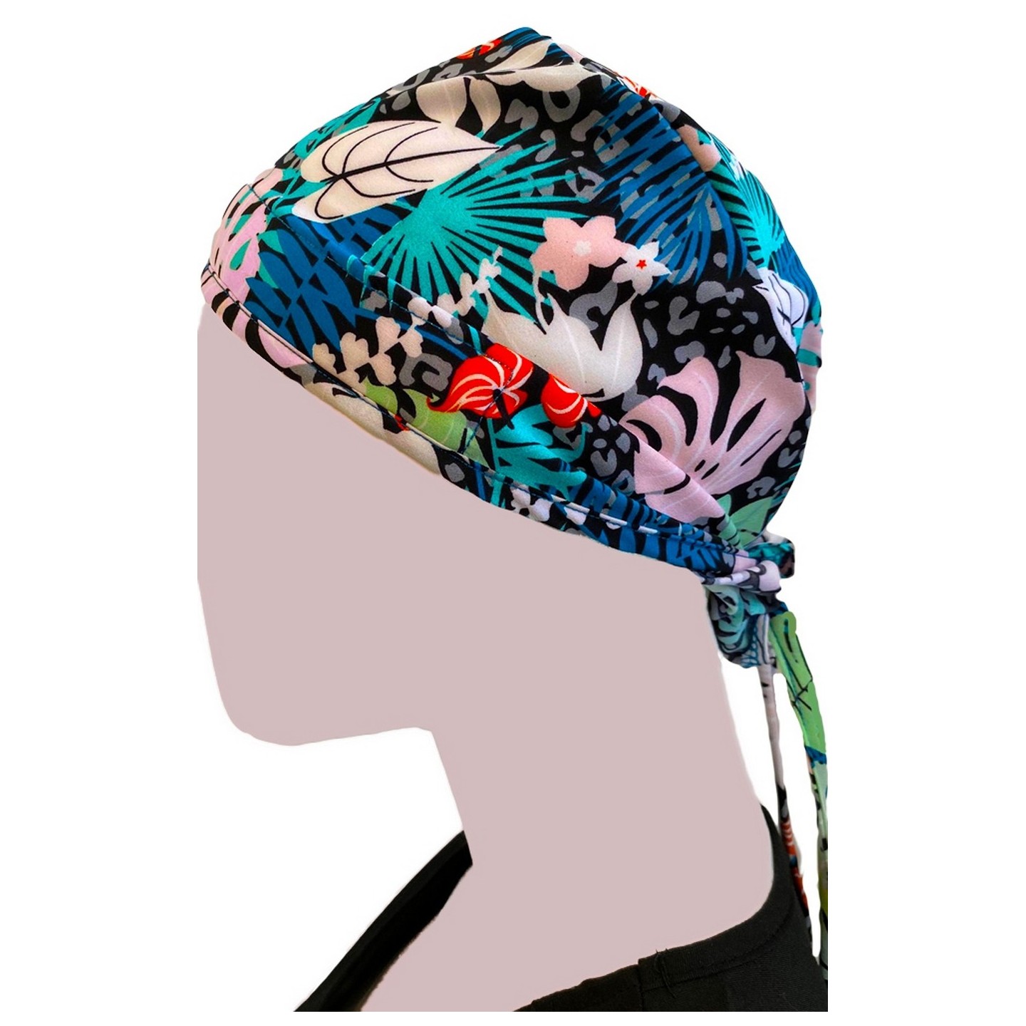 GTCP Zinnia Stretch Unisex Scrub Caps - Tropical Jungle