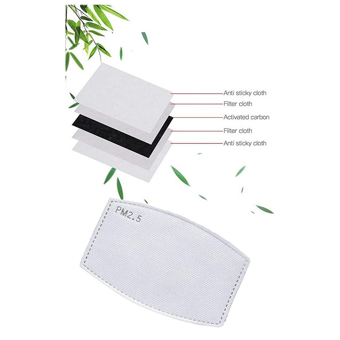 10-PACK - Filtre remplaçable à cinq couches de charbon actif PM2.5