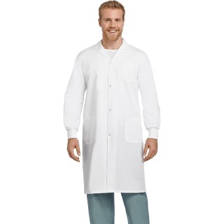 AVLC02 Blouse de laboratoire unisexe pleine longueur de 42 po avec bouton-pression et poignets en tricot - Vue pour hommes