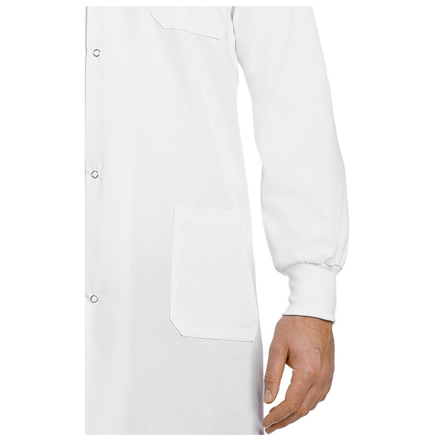 AVLC02 Full-Length 42" Unisex Lab Coat Snap-Front With Knitted Cuffs - Men's View
