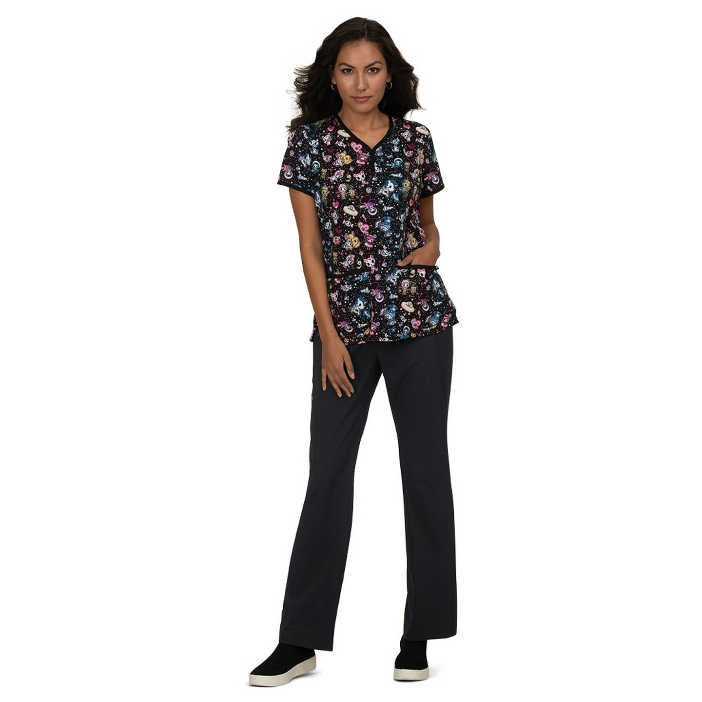 1017TKD Koi Tokidoki Galactic Dreams Y-Neck Print Scrub Top