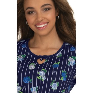*FINAL SALE B100PR Koi Rose Top - Stripes and Roses