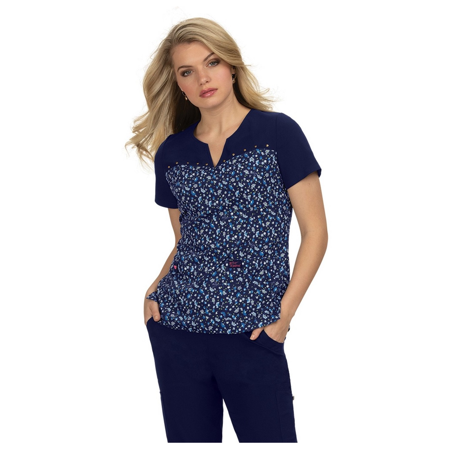 *VENTE FINALE B108PR koi Dandelion Top - Ditsy Floral Blue