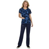 *FINAL SALE 352PR koi Serena Criss-cross Top Print: Shiborhi (Navy)