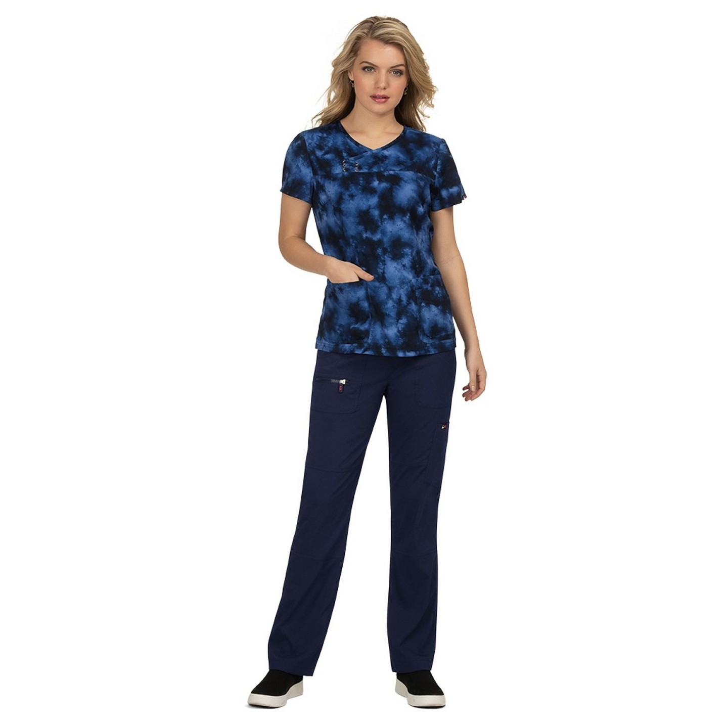 *FINAL SALE 352PR koi Serena Criss-cross Top Print: Shiborhi (Navy)