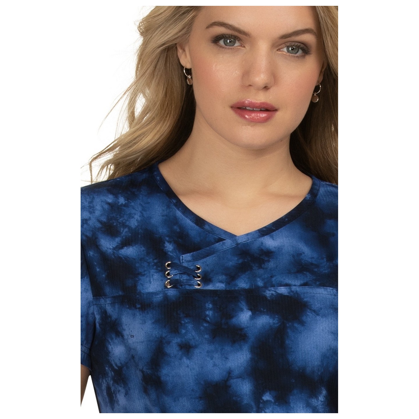 *FINAL SALE 352PR koi Serena Criss-cross Top Print: Shiborhi (Navy)