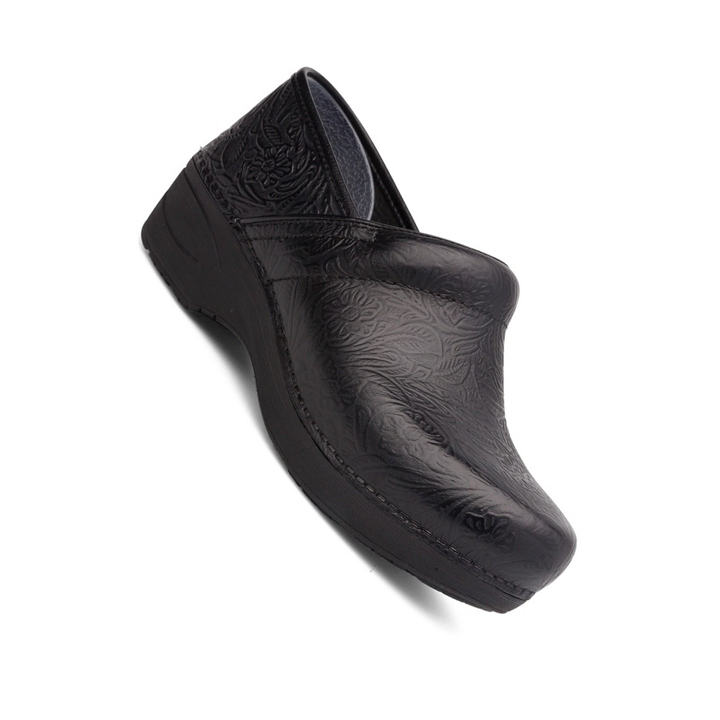 XP 2.0 Black Floral Tooled by Dansko - Slip-resistant Rubber Outsole