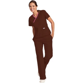 MOBB 323/312 Brown/Dusty Rose Two Piece Criss Cross Flip Flap Scrub Set