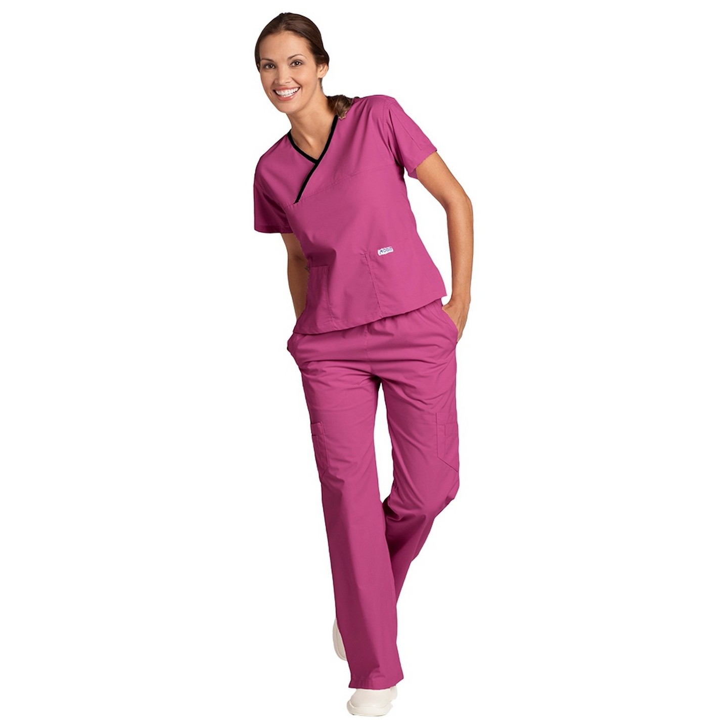 MOBB 323/312 Dusty Rose/Black Two Piece Criss Cross Flip Flap Scrub Set