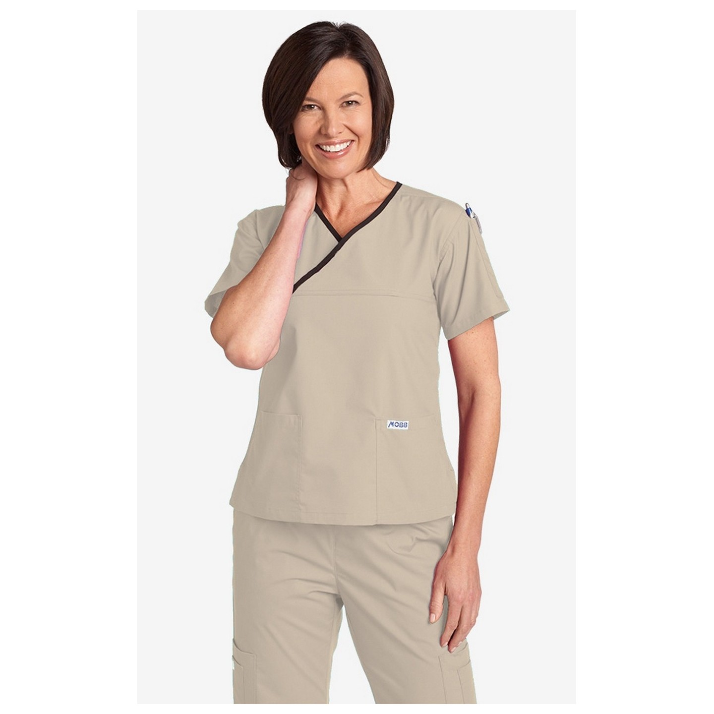 MOBB 323/312 Khaki/Black Two Piece Criss Cross Flip Flap Scrub Set